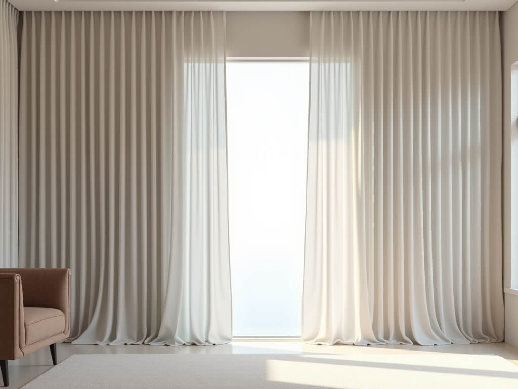 3D rendering of curtains in living room