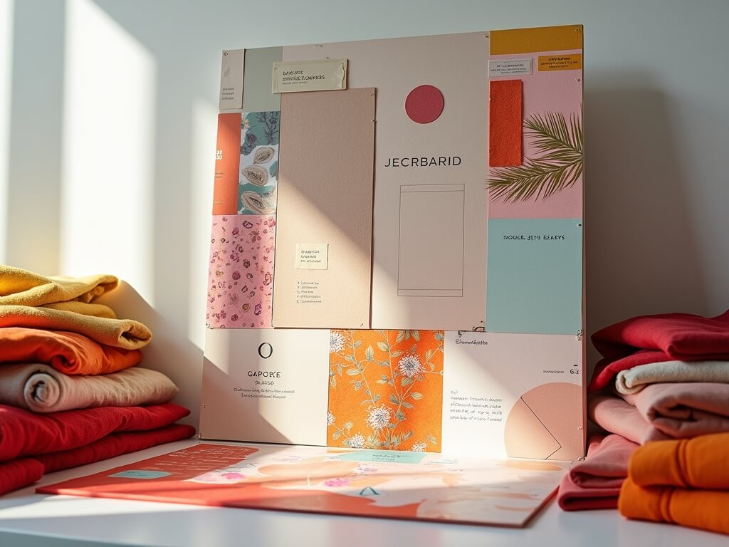 Design moodboard and fabric samples