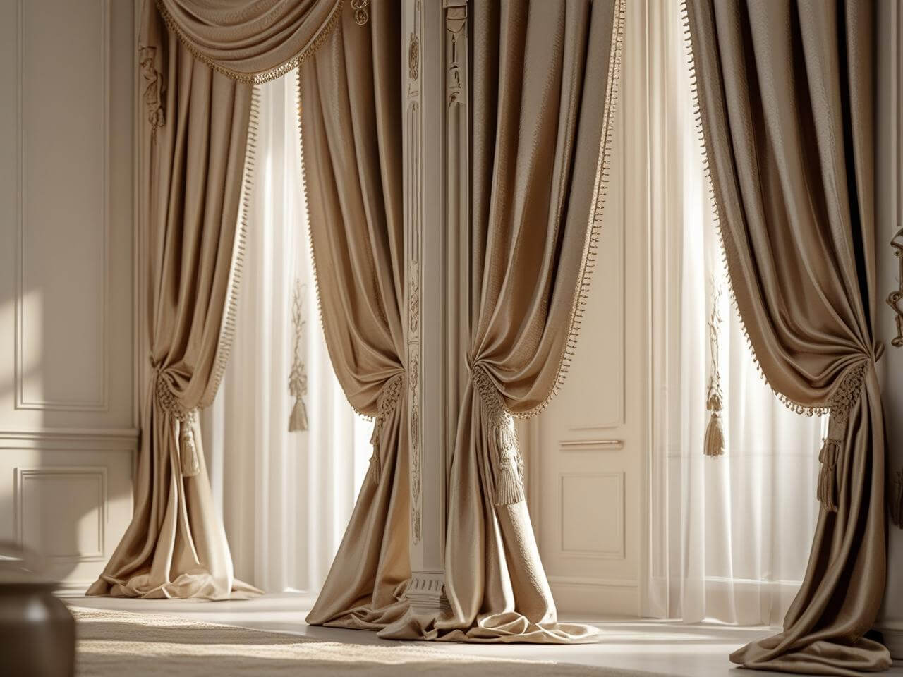 Living room with elegant drapes
