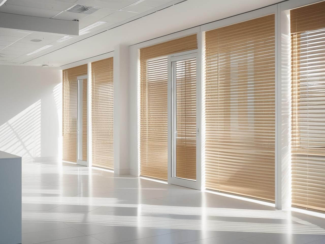 Office space with custom blinds