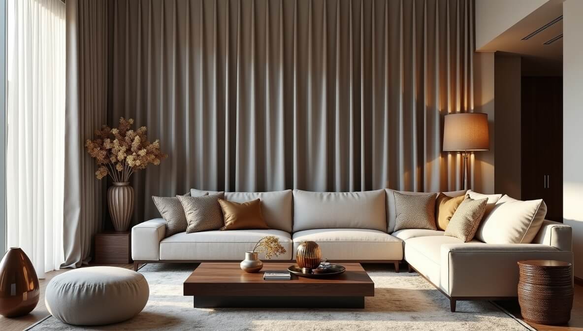 Elegant living room with premium curtains