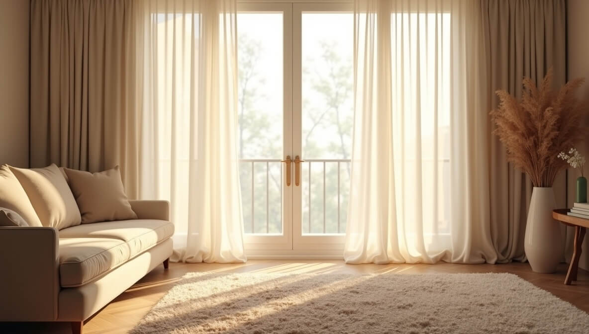 Cozy room with sheer drapes